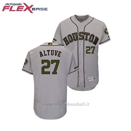 Maglia Baseball Uomo Astros Jose Altuve 2018 Dia de los Caidos Flex Base Grigio
